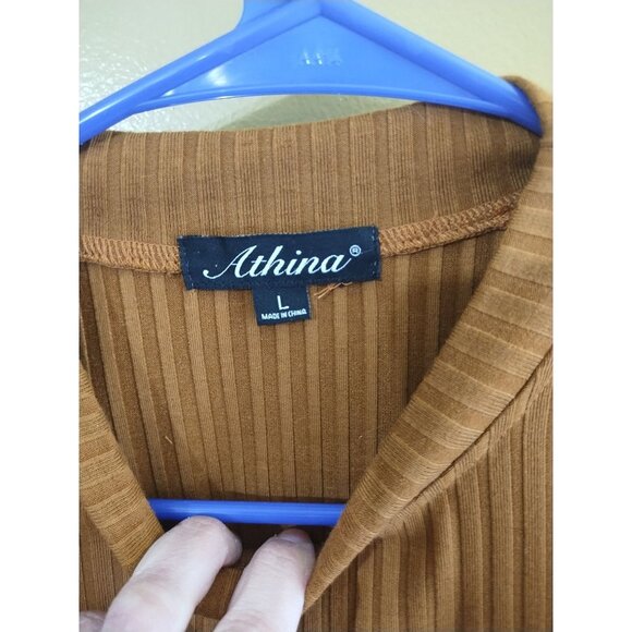 Athina Long Puff Sleeve Cotton Crewneck Sweater L - Picture 3 of 6